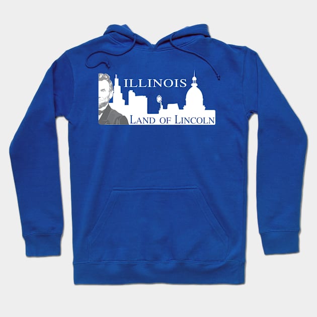 Illinois License Plate Inspired With Abe Lincoln In Chicago City Skyline Hoodie by KevinWillms1